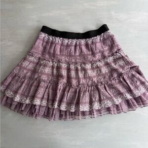 FREE PEOPLE Tulle Tutu Eyelet Ruffle Tier Silver Soarkle SKIRT medium